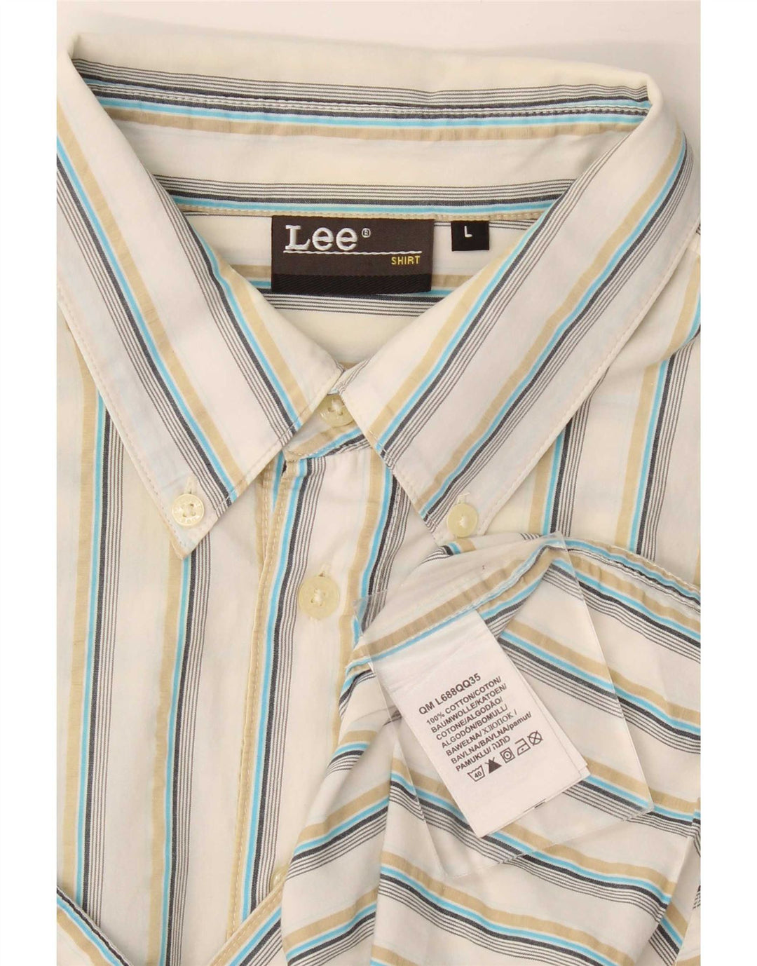 Camicia a maniche corte da uomo Lee in cotone a righe grandi bianche