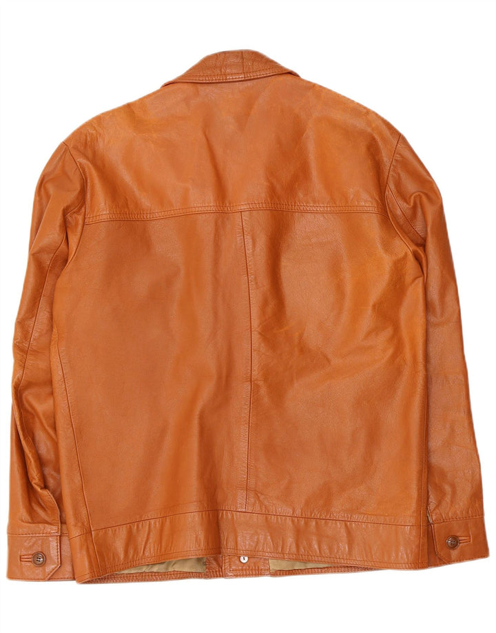 Giacca in pelle vintage da uomo UK 38 in pelle marrone medio