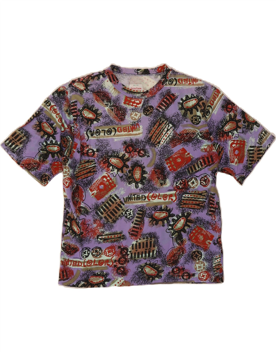 BENETTON Womens Oversized Graphic T-Shirt Top UK 6 XS Multicoloured Vintage Benetton and Second-Hand Benetton from Messina Hembry 