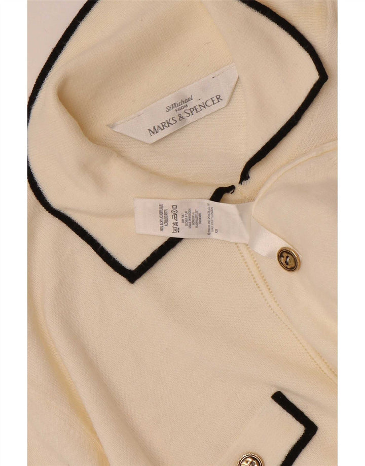 Maglione cardigan Marks & Spencer da donna St. Michael UK 16 grande bianco sporco