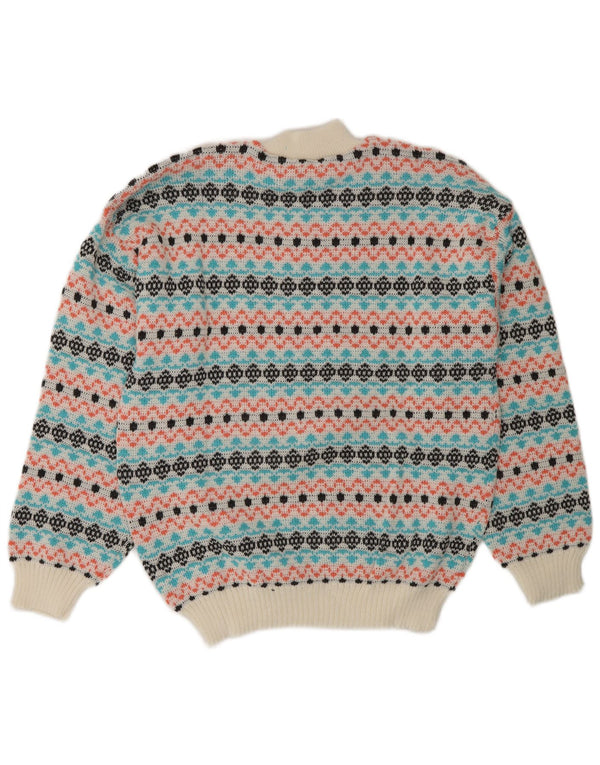 Maglione da uomo vintage con collo alto e maglione medio multicolore Fair Isle