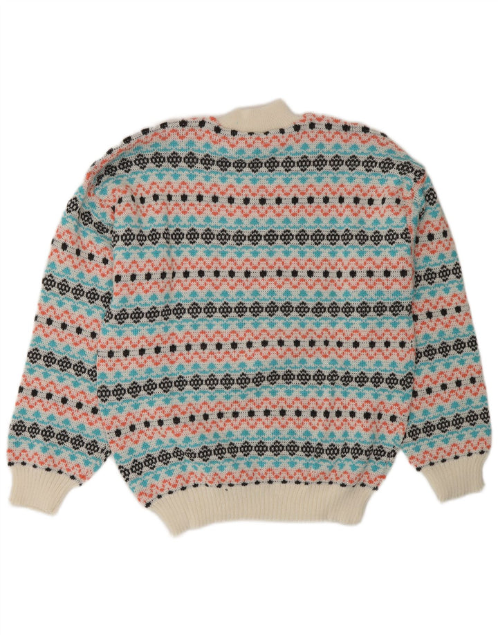 Maglione da uomo vintage con collo alto e maglione medio multicolore Fair Isle