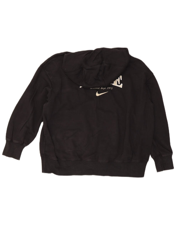 Felpa con cappuccio e zip oversize grafica Nike da donna UK 16 grande cotone nero