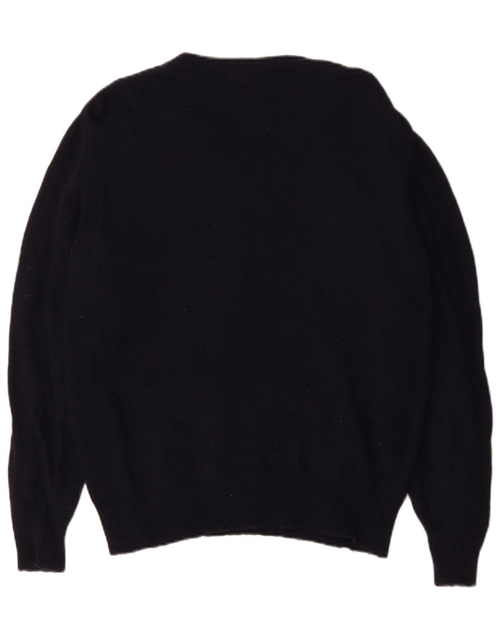 Maglione da uomo con scollo a V La Martina, grande, in lana vergine blu navy