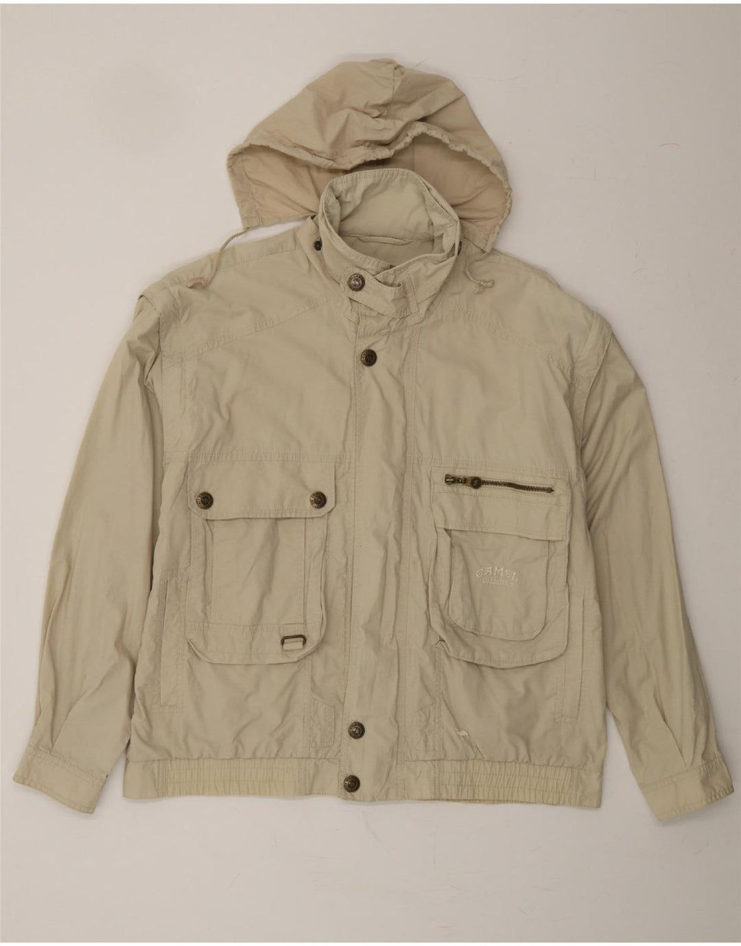 CAMEL Mens Hooded Bomber Jacket UK 40 Large Beige Vintage Camel and Second-Hand Camel from Messina Hembry 