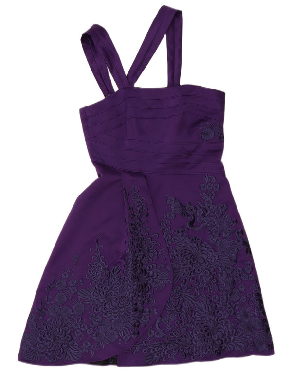 Abito da donna con spalle scoperte Karen Millen UK 10 Piccolo poliestere floreale viola