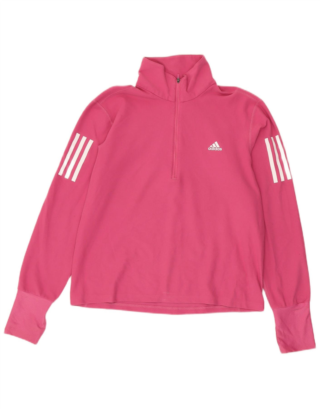 Top della tuta da ginnastica Adidas da donna con collo e zip UK 12/14 Rosa medio
