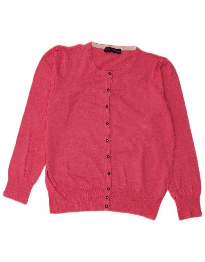 Maglione cardigan da donna Marks & Spencer UK 12 Viscosa rosa medio