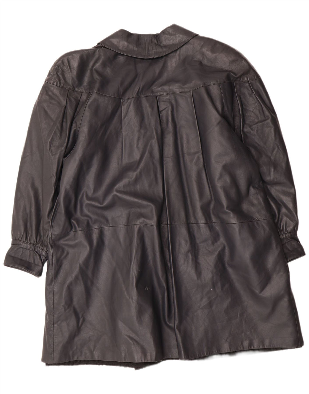 Cappotto oversize in pelle vintage da donna IT 44 classico in pelle nera media