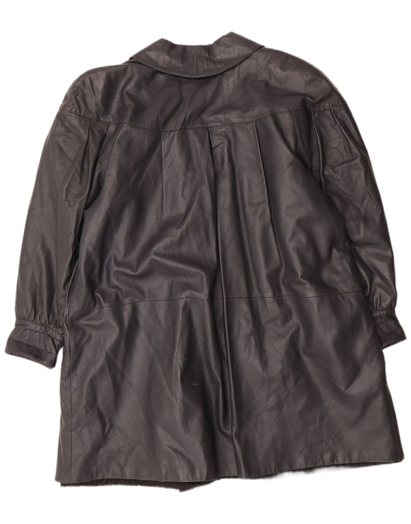 Cappotto oversize in pelle vintage da donna IT 44 classico in pelle nera media