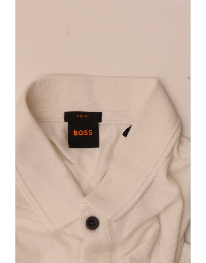 Polo da uomo slim fit Hugo Boss in cotone bianco medio