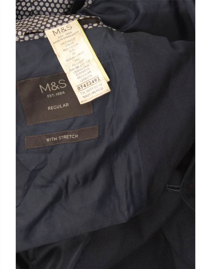 Giacca blazer da uomo Marks & Spencer vestibilità regolare a 2 bottoni UK 46 3XL Blu navy