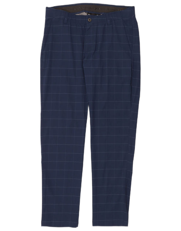 Pantaloni chino slim da uomo Under Armour W36 L32 nylon a quadri blu navy