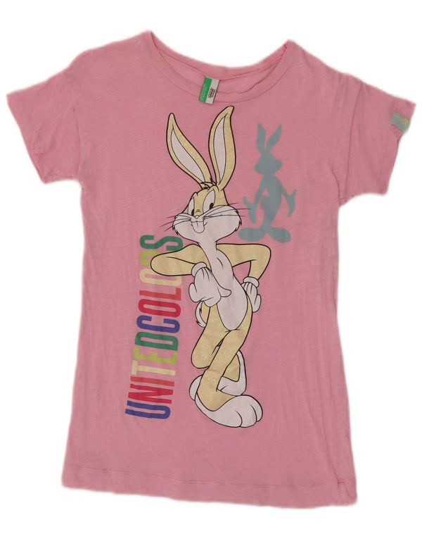 T-shirt grafica Benetton per bambine Bugs Bunny 7-8 anni in cotone rosa medio