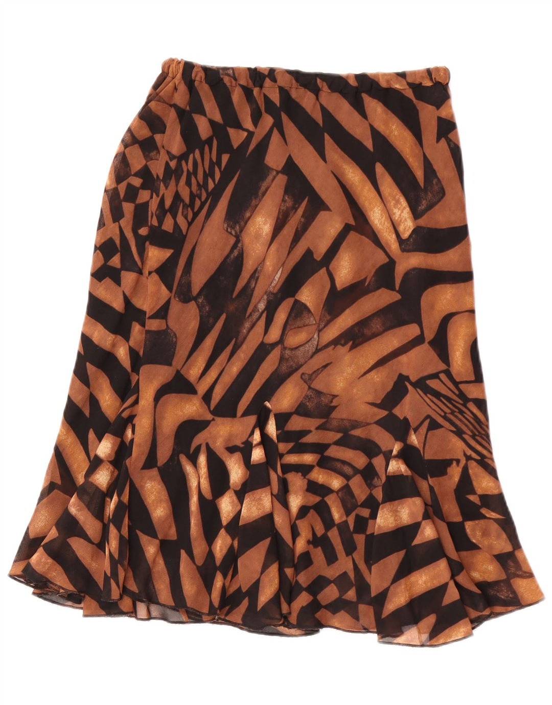 Gonna a trapezio da donna vintage W26 piccola marrone geometrica