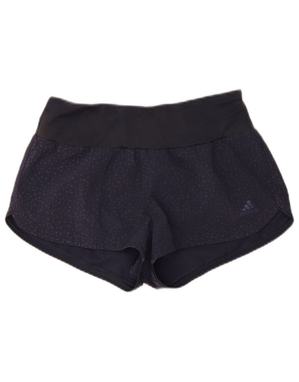 Pantaloncini sportivi Adidas Climalite da donna UK 4/6 XS blu navy maculato
