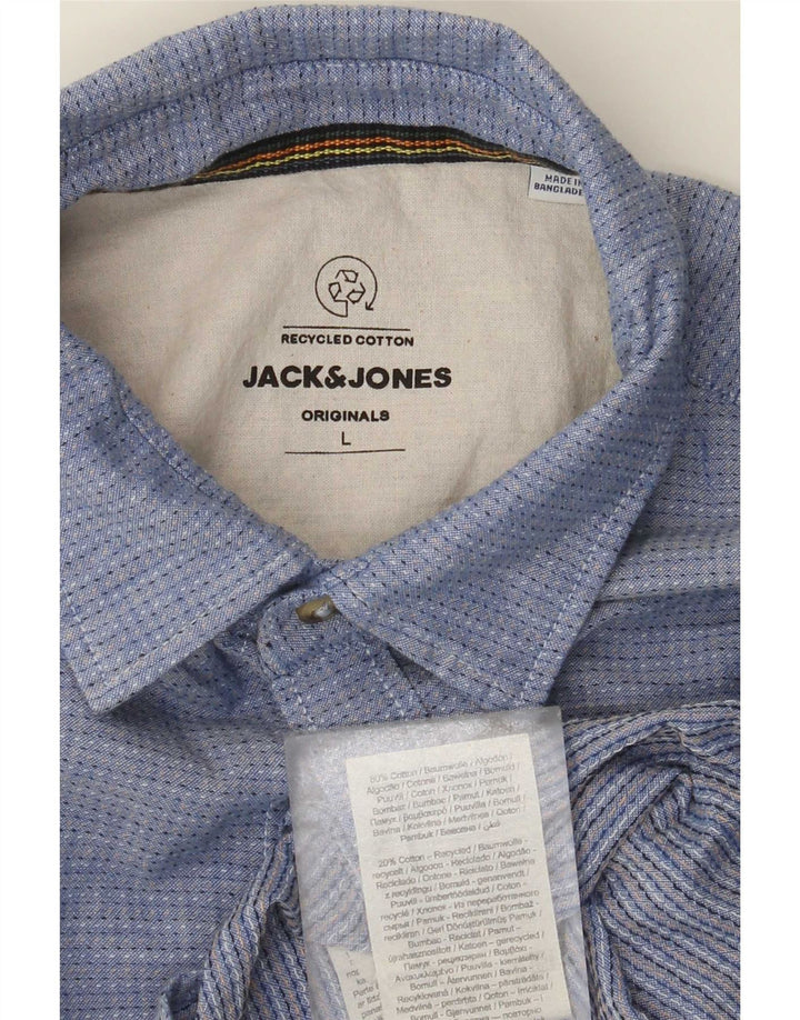 Camicia da uomo Jack & Jones grande in cotone maculato blu