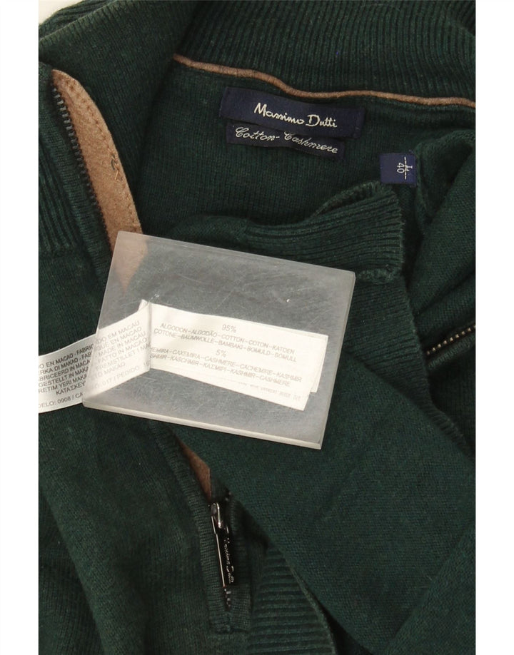 Massimo Dutti Maglione da uomo con zip e collo grande in cotone verde