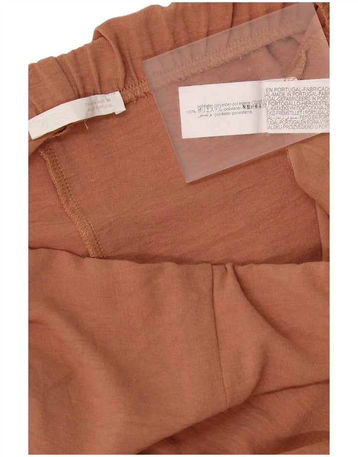 Pantaloni casual a gamba larga da donna Zara Large W32 L32 poliestere marrone