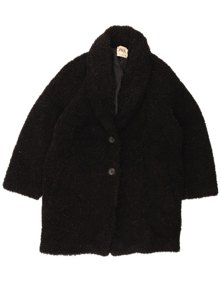 Soprabito oversize in pile da donna Zara UK 10 piccolo poliestere nero