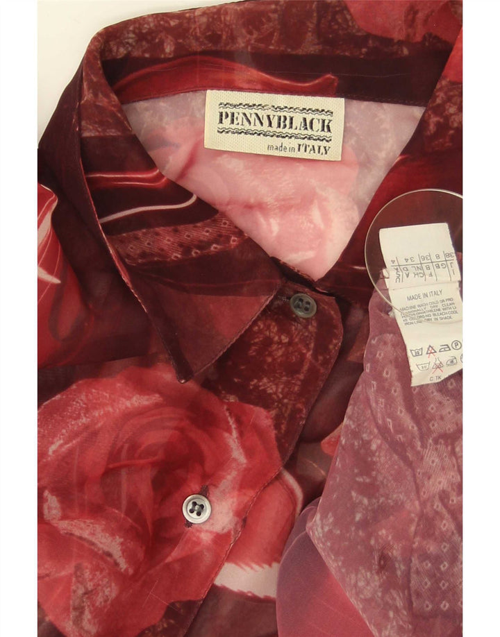 Penny Black Camicia da donna Camicetta UK 8 Piccolo poliestere floreale rosso