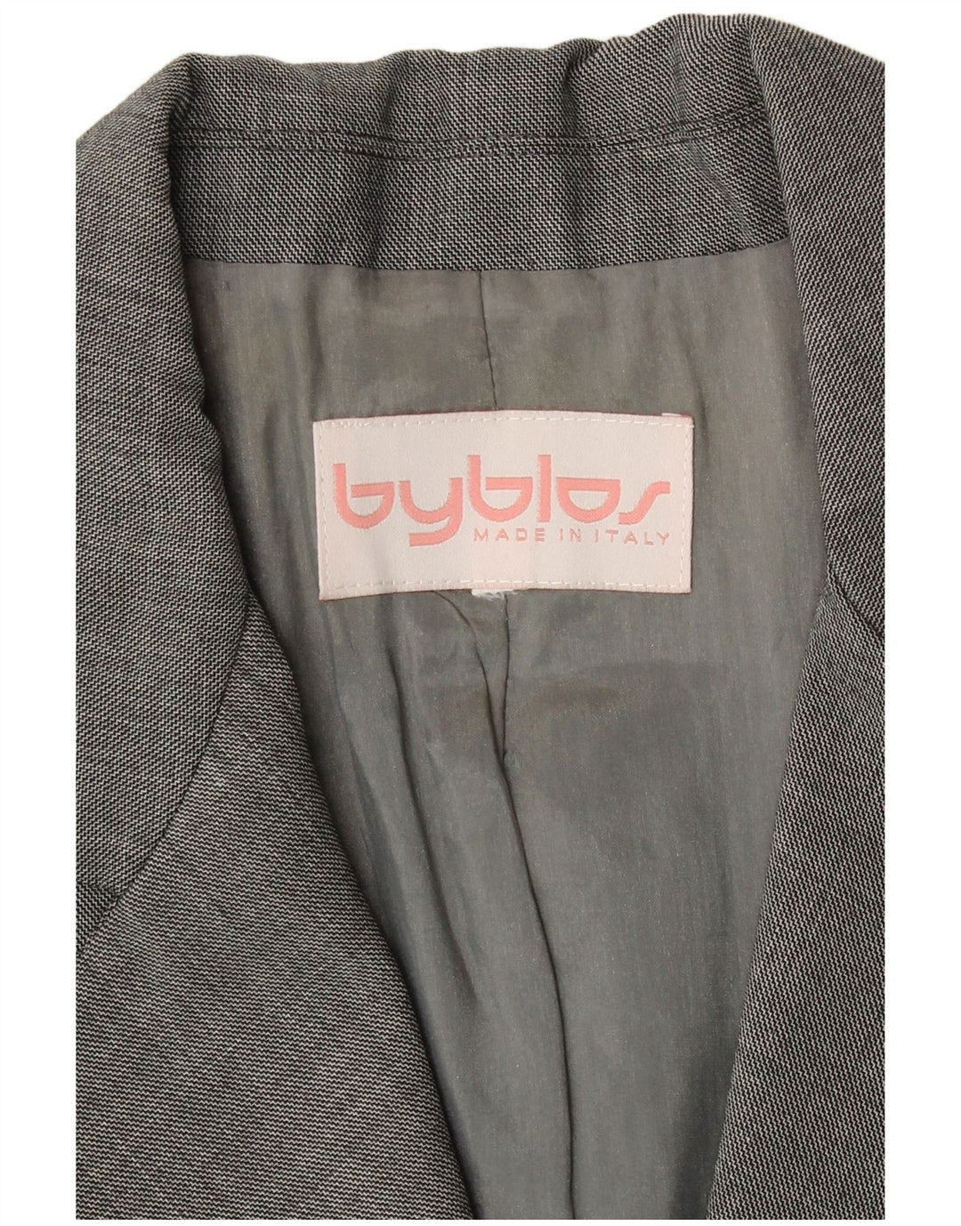 Giacca blazer a 2 bottoni da donna Byblos UK 10 piccola grigia