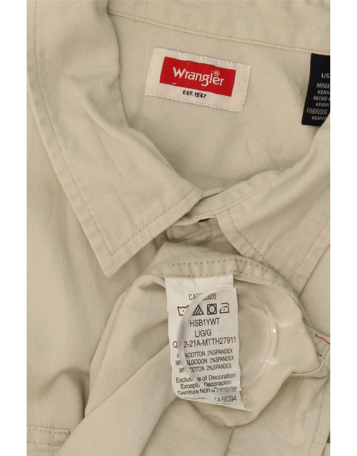 WRANGLER Mens Short Sleeve Shirt Large Beige Cotton Vintage Wrangler and Second-Hand Wrangler from Messina Hembry 