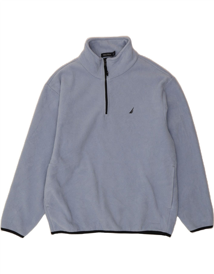 NAUTICA Mens Zip Neck Fleece Jumper Large Blue Polyester Vintage Nautica and Second-Hand Nautica from Messina Hembry 