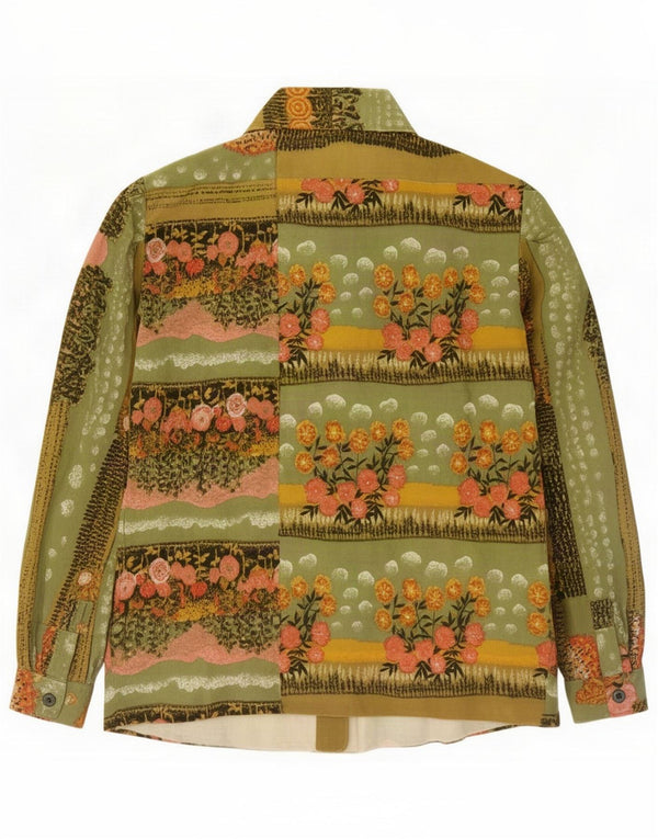 Vintage Womens Shirt Blouse UK 12 Medium Green Floral