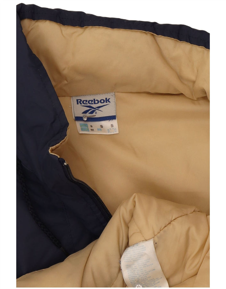 Giacca imbottita con cappuccio Reebok da uomo UK 36 Small Blu Navy Colourblock