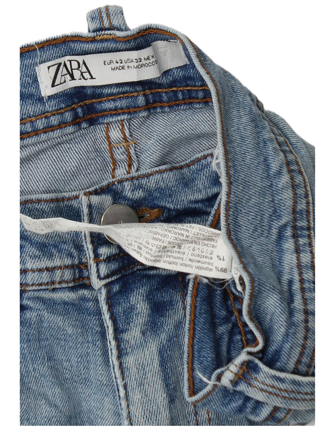 Jeans slim da uomo Zara EU 42 Large W32 L30 cotone blu