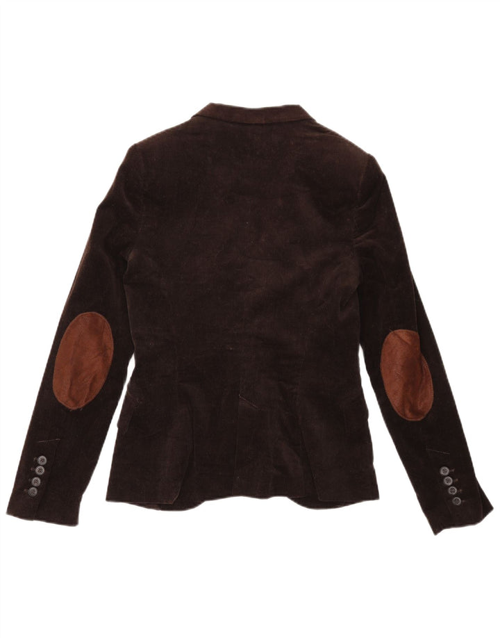 Giacca blazer da donna in velluto a coste a 1 bottone Zara UK 12 acetato marrone medio