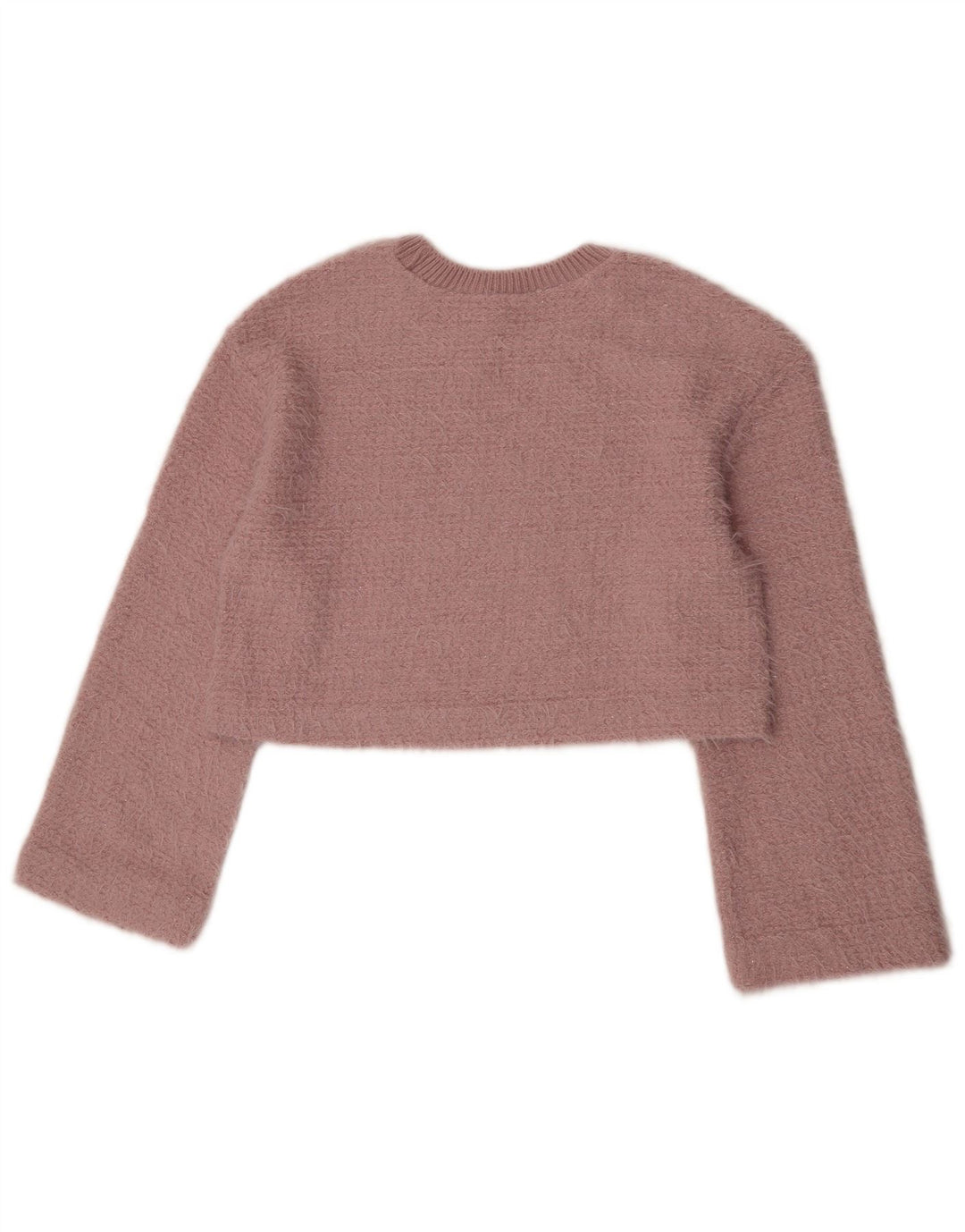 Maglione corto con scollo a barca da donna Zara UK 10 piccolo poliestere rosa