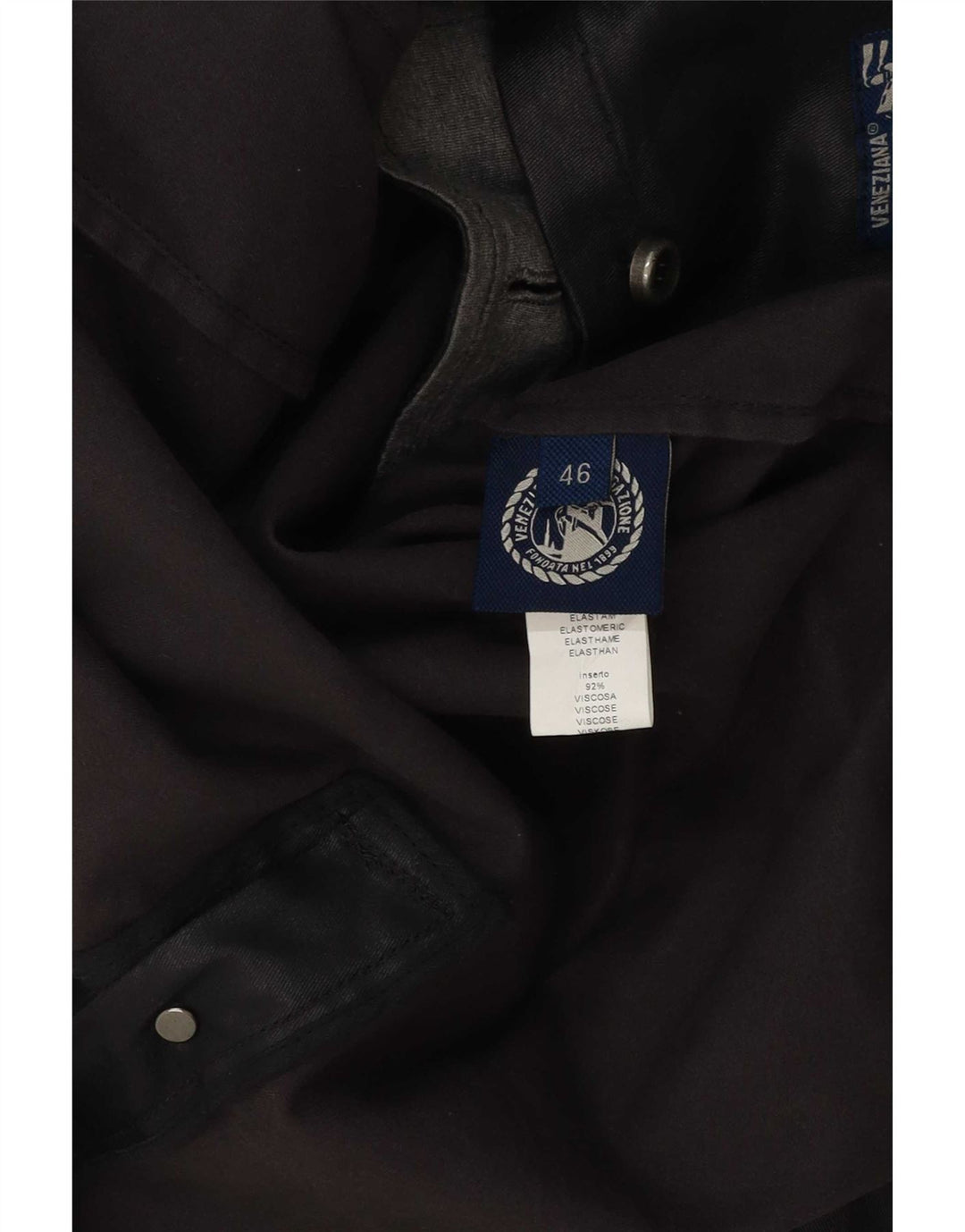 Giacca vintage da uomo doppiopetto in cotone cerato IT 46 piccola nera