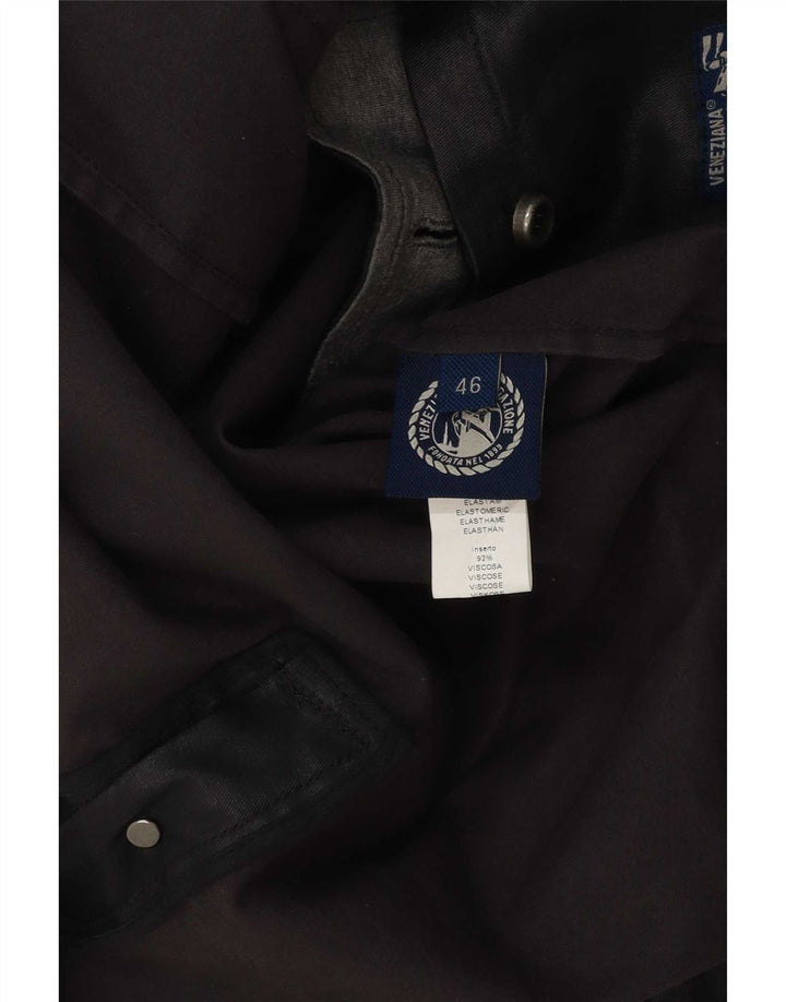 Giacca vintage da uomo doppiopetto in cotone cerato IT 46 piccola nera