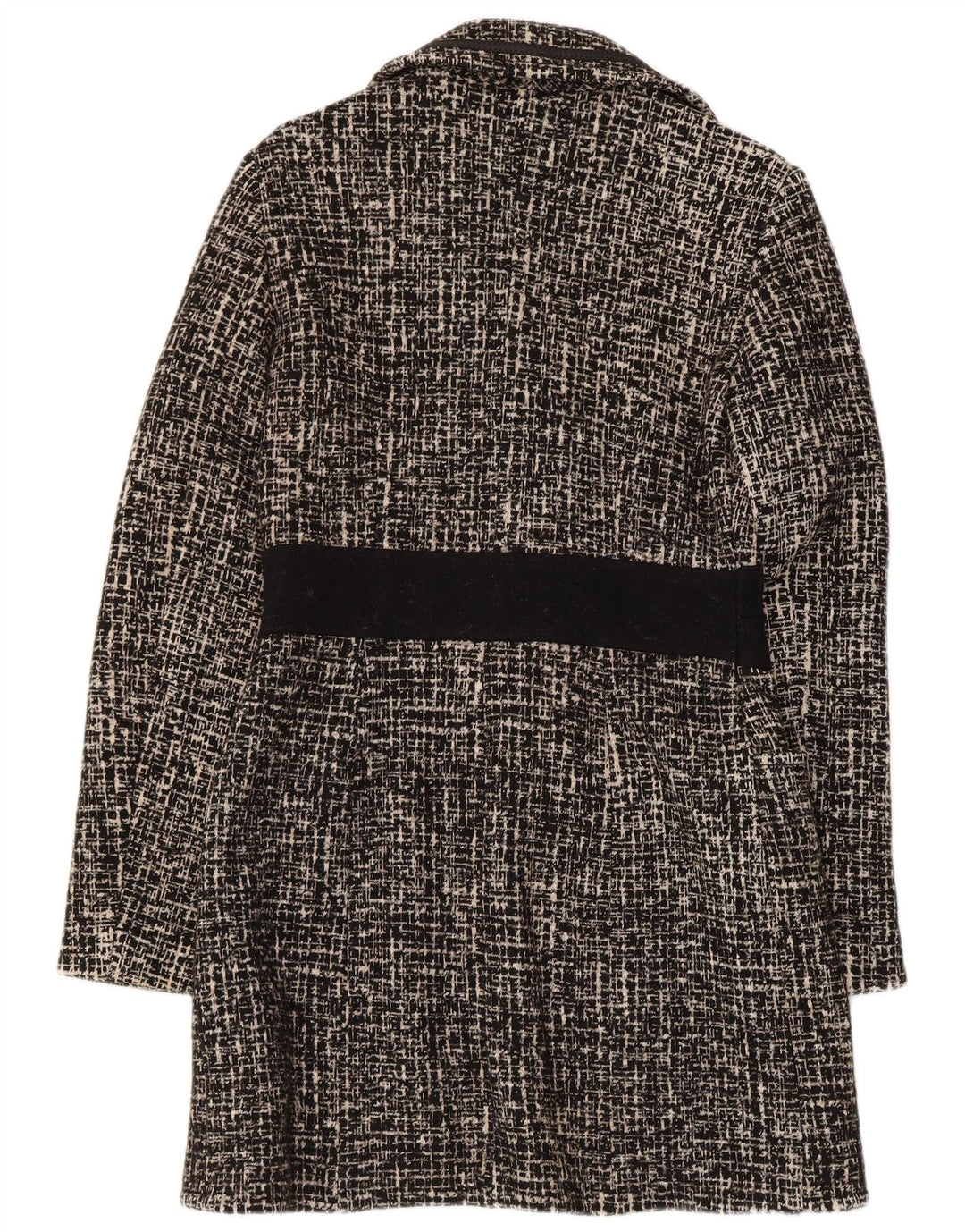 Giacca blazer vintage da donna lunga a 3 bottoni IT 42 media nera screziata
