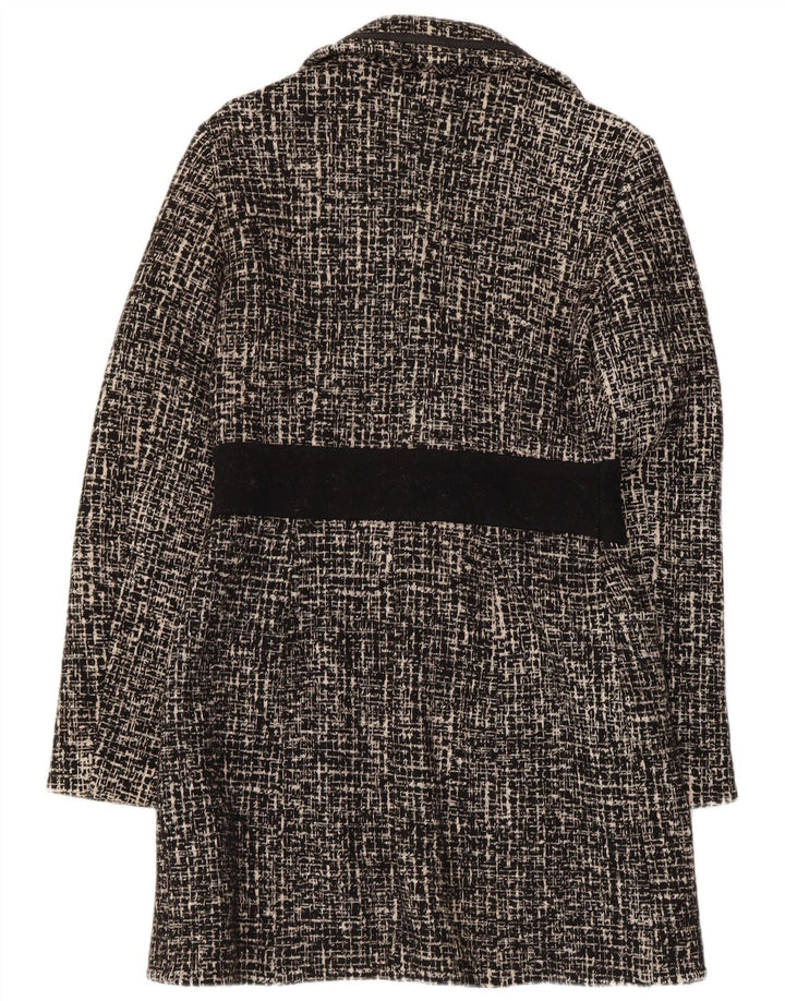 Giacca blazer vintage da donna lunga a 3 bottoni IT 42 media nera screziata