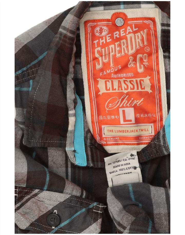 Camicia da uomo in flanella Superdry, cotone a quadri multicolore grande