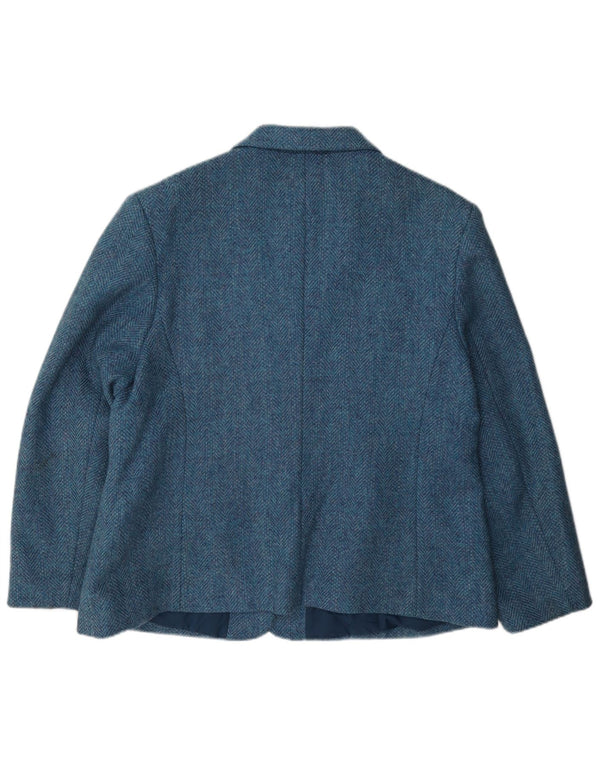 Giacca blazer a 2 bottoni da donna Dunedin UK 22 3XL Lana a spina di pesce blu