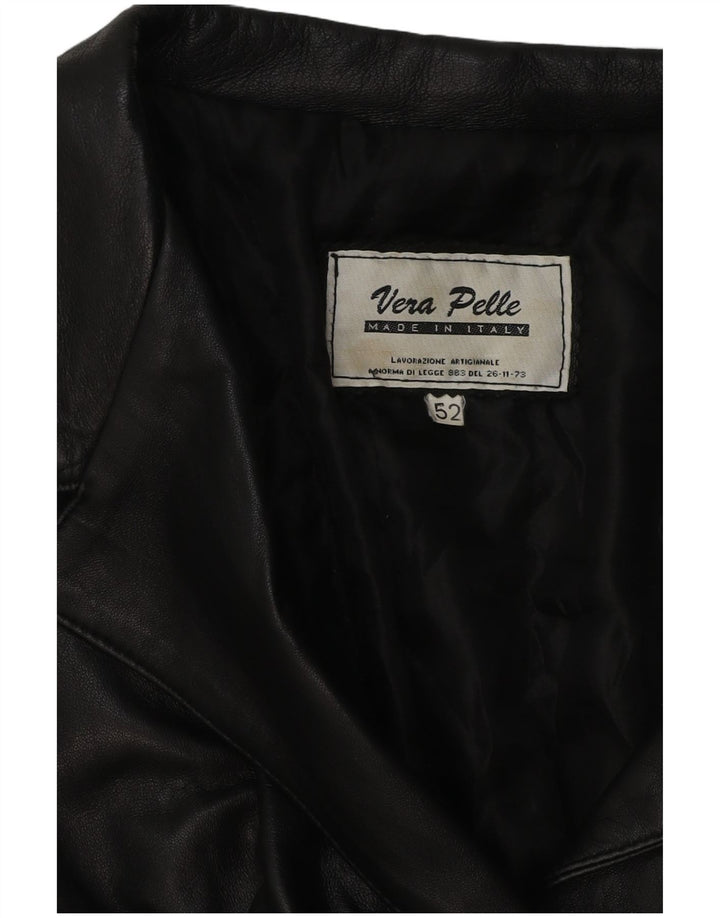 Giacca in pelle vintage da donna IT 52 2XL Nera