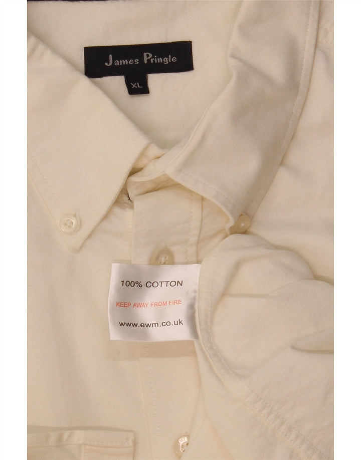 Camicia a maniche corte da uomo James Pringle XL in cotone bianco