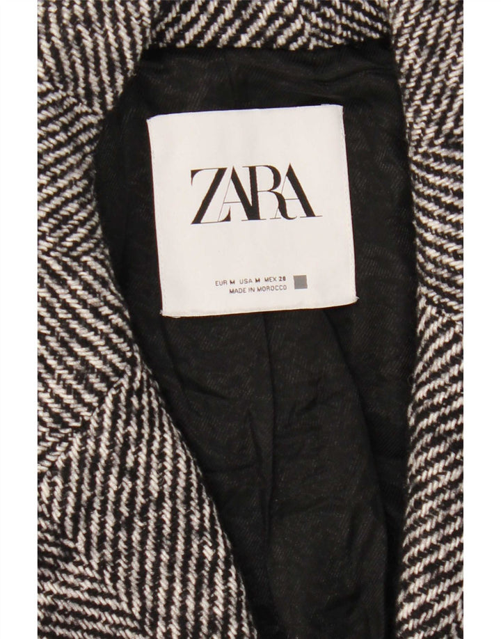 Cappotto Zara da donna con maniche a 3/4 UK 14 cotone medio nero a spina di pesce