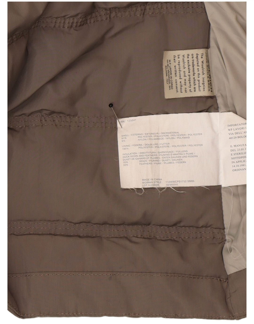 Cappotto imbottito con cappuccio da donna Woolrich UK 6 XS grigio poliestere invernale