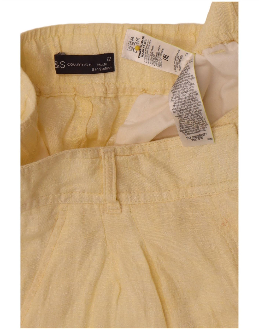 Pantaloncini chino da donna Marks & Spencer UK 12 medi W30 lino giallo