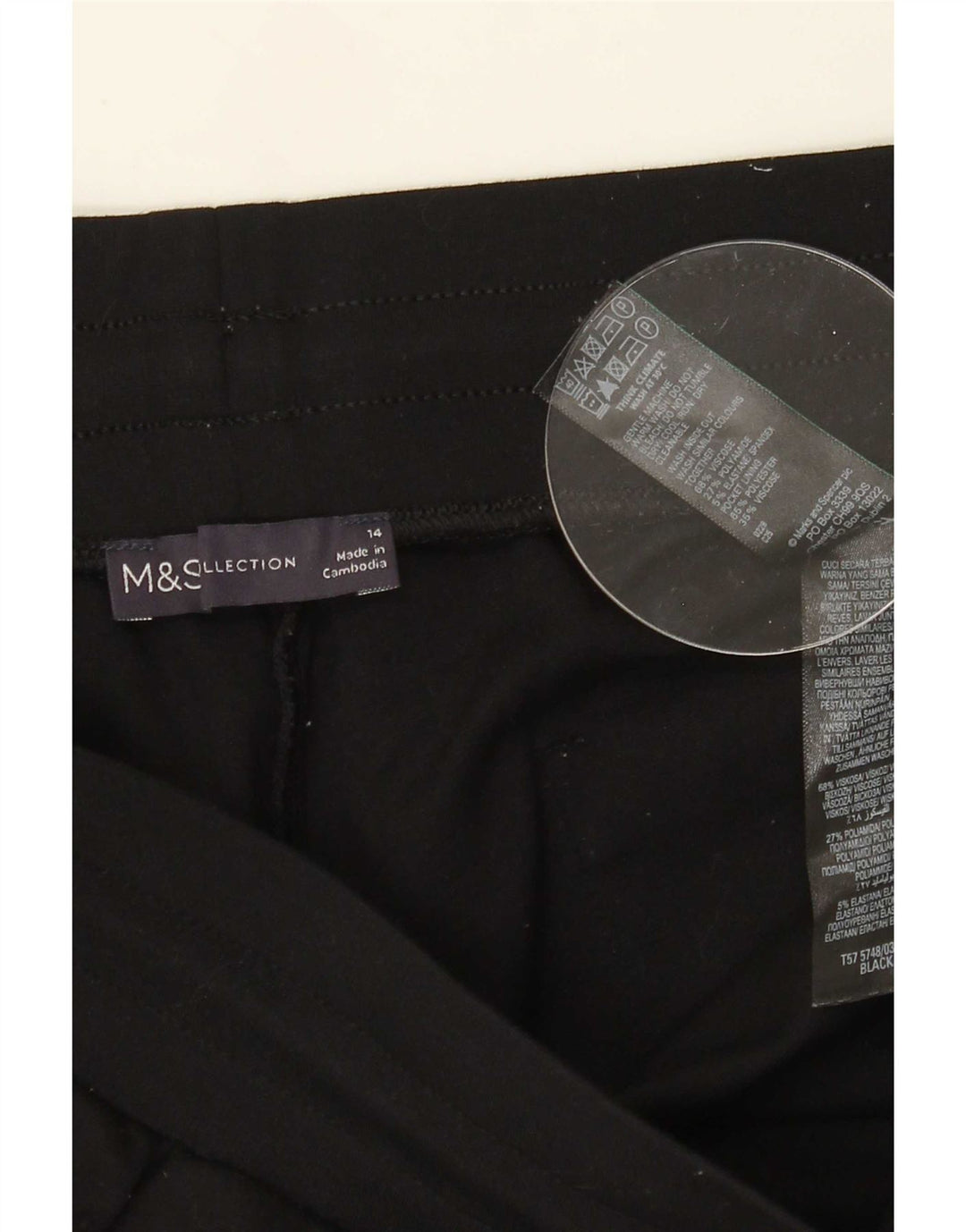 Pantaloni da tuta cargo da donna Marks & Spencer UK 14 Large in viscosa nera