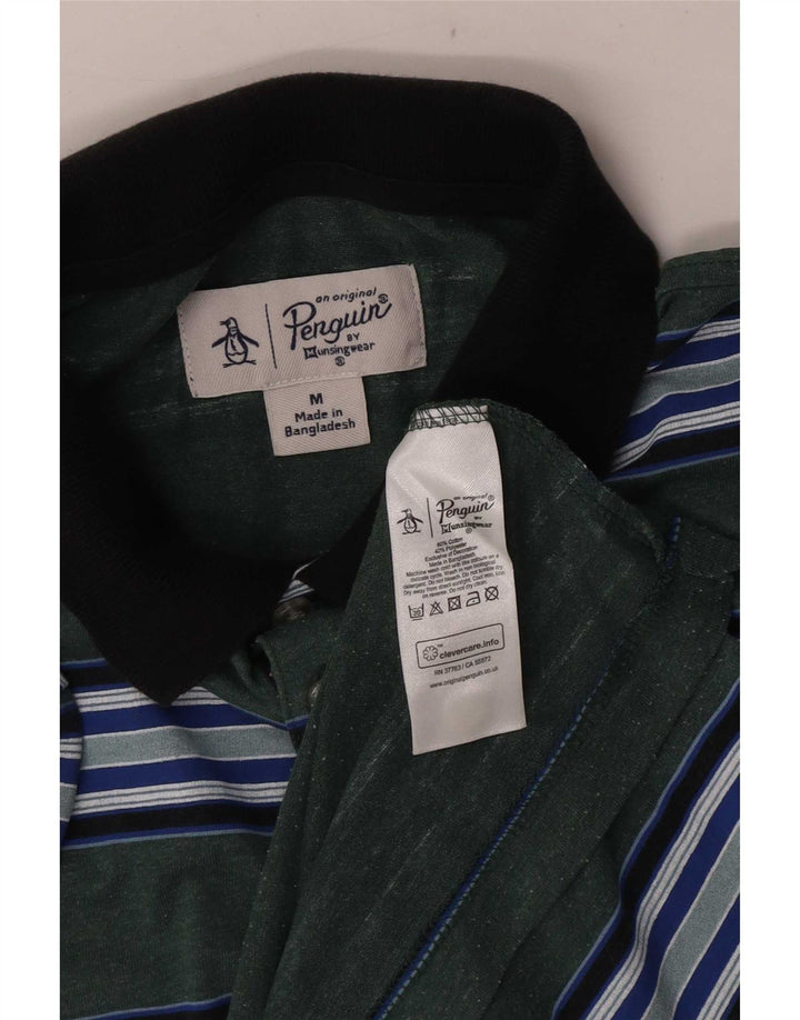 Polo da uomo a maniche corte con vestibilità regolare Penguin, verde medio, a righe