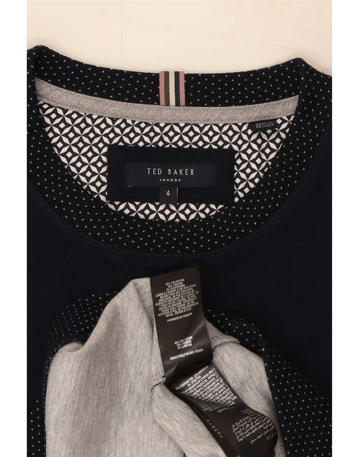Ted Baker Felpa da uomo Maglione Taglia 4 Grande Poliestere maculato blu navy
