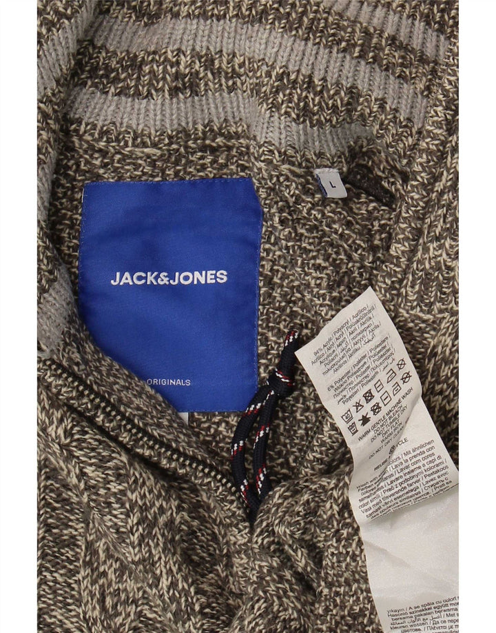 Maglione da uomo Jack & Jones con zip e collo, grande acrilico chiazzato grigio