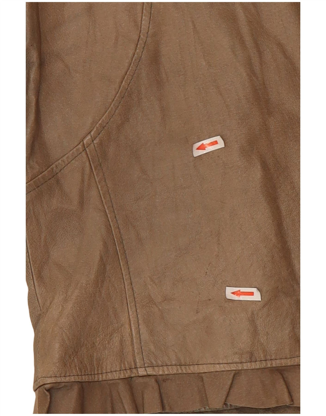 Giacca in pelle corta da donna vintage UK 10 piccola beige
