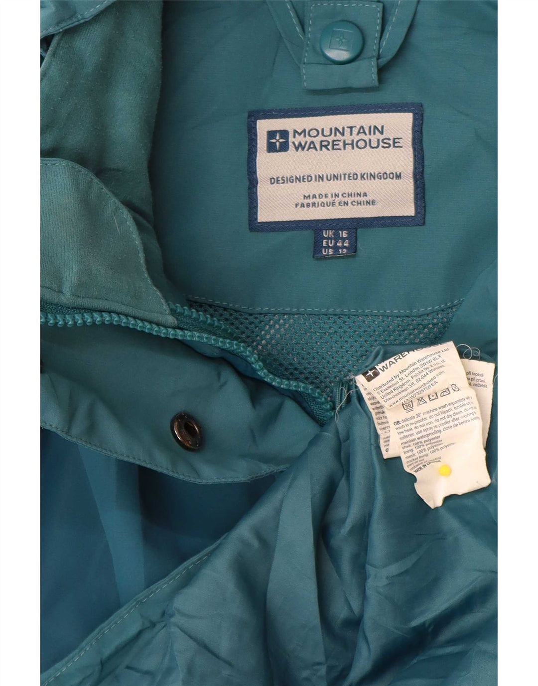 Giacca antipioggia con cappuccio da donna Mountain Warehouse UK 16 Large Blu in poliestere
